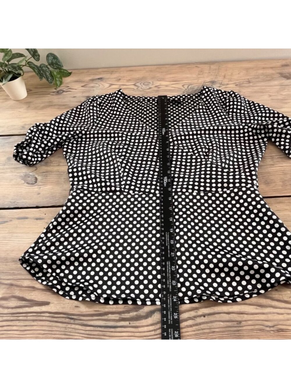 Mix It V-Neck Wrap Blouse Womens L Black Polka Dot - Picture 8 of 8